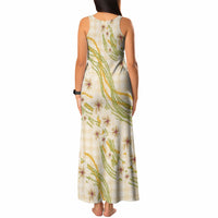 Melemele Ahiahia Hawai'i Palaka Plumeria Tank Maxi Dress Puakenikeni and Maile Lei