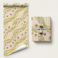 Melemele Ahiahia Hawai'i Palaka Plumeria Wrapping Paper Puakenikeni and Maile Lei