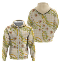Melemele Ahiahia Hawai'i Palaka Plumeria Zip Hoodie Puakenikeni and Maile Lei
