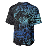 Floral Polynesian Hibiscus Tattoo Baseball Jersey Blue Gradient Style LT9 - Polynesian Pride
