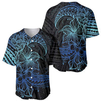 Floral Polynesian Hibiscus Tattoo Baseball Jersey Blue Gradient Style LT9 - Polynesian Pride
