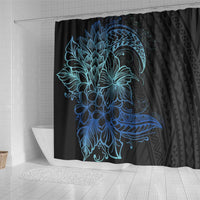 Floral Polynesian Hibiscus Tattoo Shower Curtain Blue Gradient Style LT9 - Polynesian Pride