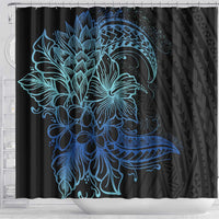 Floral Polynesian Hibiscus Tattoo Shower Curtain Blue Gradient Style LT9 - Polynesian Pride