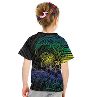 Floral Polynesian Hibiscus Tattoo Kid T Shirt Green Gradient Style LT9 - Polynesian Pride