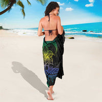 Floral Polynesian Hibiscus Tattoo Sarong Green Gradient Style