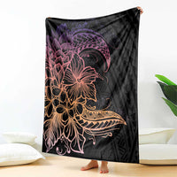 Floral Polynesian Hibiscus Tattoo Blanket Peach Gradient Style LT9 - Polynesian Pride