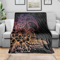 Floral Polynesian Hibiscus Tattoo Blanket Peach Gradient Style LT9 - Polynesian Pride