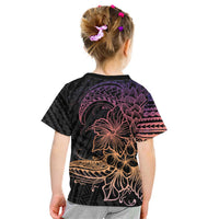Floral Polynesian Hibiscus Tattoo Kid T Shirt Peach Gradient Style LT9 - Polynesian Pride