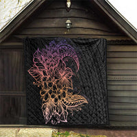 Floral Polynesian Hibiscus Tattoo Quilt Peach Gradient Style LT9 - Polynesian Pride