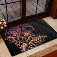 Floral Polynesian Hibiscus Tattoo Rubber Doormat Peach Gradient Style LT9 - Polynesian Pride