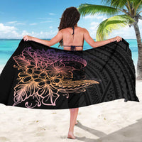 Floral Polynesian Hibiscus Tattoo Sarong Peach Gradient Style