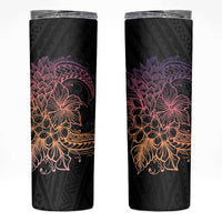Floral Polynesian Hibiscus Tattoo Skinny Tumbler Peach Gradient Style
