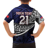 Custom Samoa Rugby Pacific Family Matching Off Shoulder Short Dress and Hawaiian Shirt Samoan Warrior Tribal Pattern