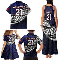 Custom Samoa Rugby Pacific Family Matching Tank Maxi Dress and Hawaiian Shirt Samoan Warrior Tribal Pattern
