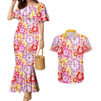 Palaka with Honu and Hibiscus Couples Matching Mermaid Dress and Hawaiian Shirt Hawaiian Heritage Spirit - Polynesian Pride