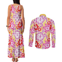 Palaka with Honu and Hibiscus Couples Matching Tank Maxi Dress and Long Sleeve Button Shirt Hawaiian Heritage Spirit LT9 - Polynesian Pride