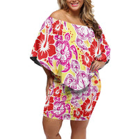 Palaka with Honu and Hibiscus Family Matching Off Shoulder Short Dress and Hawaiian Shirt Hawaiian Heritage Spirit - Polynesian Pride