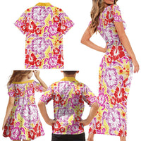 Palaka with Honu and Hibiscus Family Matching Short Sleeve Bodycon Dress and Hawaiian Shirt Hawaiian Heritage Spirit LT9 - Polynesian Pride