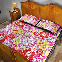 Palaka with Honu and Hibiscus Quilt Bed Set Hawaiian Heritage Spirit - Polynesian Pride