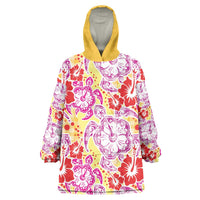 Palaka with Honu and Hibiscus Wearable Blanket Hoodie Hawaiian Heritage Spirit LT9 One Size Red - Polynesian Pride