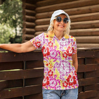 Palaka with Honu and Hibiscus Women Polo Shirt Hawaiian Heritage Spirit - Polynesian Pride