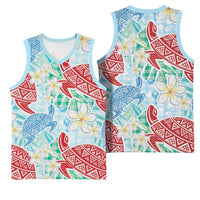 Palaka with Honu and Plumeria Basketball Jersey Hawaiian Heritage Spirit LT9 - Polynesian Pride