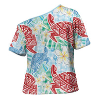Palaka with Honu and Plumeria Cross Shoulder Shirt Hawaiian Heritage Spirit LT9 - Polynesian Pride