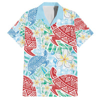 Palaka with Honu and Plumeria Family Matching Long Sleeve Bodycon Dress and Hawaiian Shirt Hawaiian Heritage Spirit LT9 Dad's Shirt - Short Sleeve Blue - Polynesian Pride