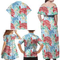 Palaka with Honu and Plumeria Family Matching Off Shoulder Maxi Dress and Hawaiian Shirt Hawaiian Heritage Spirit - Polynesian Pride