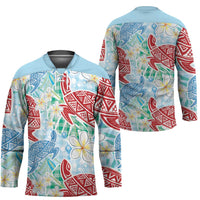Palaka with Honu and Plumeria Hockey Jersey Hawaiian Heritage Spirit LT9 - Polynesian Pride