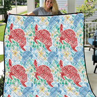 Palaka with Honu and Plumeria Quilt Hawaiian Heritage Spirit - Polynesian Pride