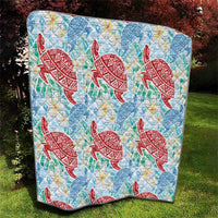 Palaka with Honu and Plumeria Quilt Hawaiian Heritage Spirit - Polynesian Pride