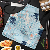 Blue Palaka Crane and Flowers Apron Japan Heritage Spirit - Polynesian Pride