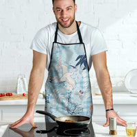 Blue Palaka Crane and Flowers Apron Japan Heritage Spirit - Polynesian Pride