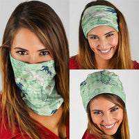 Green Palaka Crane and Flowers Neck Gaiter Japan Heritage Spirit - Polynesian Pride