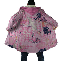 Pink Palaka Crane and Flowers Cloak Japan Heritage Spirit - Polynesian Pride