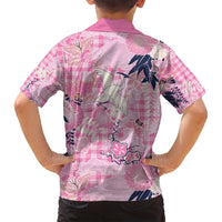 Pink Palaka Crane and Flowers Family Matching Long Sleeve Bodycon Dress and Hawaiian Shirt Japan Heritage Spirit LT9 - Polynesian Pride