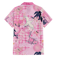 Pink Palaka Crane and Flowers Family Matching Long Sleeve Bodycon Dress and Hawaiian Shirt Japan Heritage Spirit LT9 - Polynesian Pride