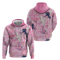 Pink Palaka Crane and Flowers Hoodie Japan Heritage Spirit - Polynesian Pride