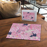 Pink Palaka Crane and Flowers Puzzle Japan Heritage Spirit - Polynesian Pride
