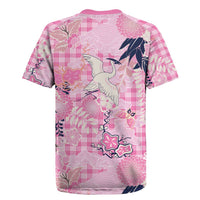 Pink Palaka Crane and Flowers Rugby Jersey Japan Heritage Spirit - Polynesian Pride