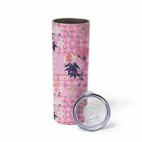 Pink Palaka Crane and Flowers Skinny Tumbler Japan Heritage Spirit - Polynesian Pride