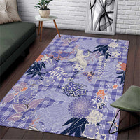 Purple Palaka Crane and Flowers Area Rug Japan Heritage Spirit - Polynesian Pride