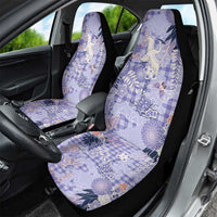 Purple Palaka Crane and Flowers Car Seat Cover Japan Heritage Spirit - Polynesian Pride