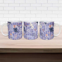 Purple Palaka Crane and Flowers Ceramic Mug Japan Heritage Spirit - Polynesian Pride