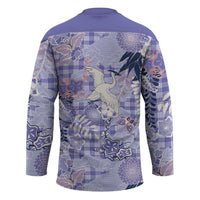 Purple Palaka Crane and Flowers Hockey Jersey Japan Heritage Spirit LT9 - Polynesian Pride