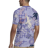 Purple Palaka Crane and Flowers Rugby Jersey Japan Heritage Spirit - Polynesian Pride