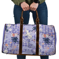 Purple Palaka Crane and Flowers Travel Bag Japan Heritage Spirit - Polynesian Pride