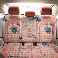 Red Palaka Crane and Flowers Back Car Seat Cover Japan Heritage Spirit - Polynesian Pride