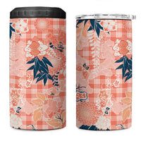 Red Palaka Crane and Flowers 4 in 1 Can Cooler Tumbler Japan Heritage Spirit - Polynesian Pride